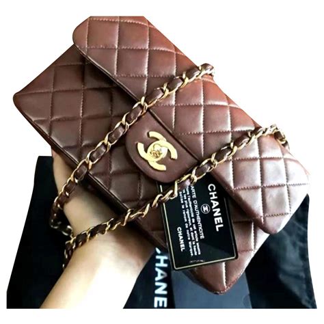 chanel dark brown classic flap